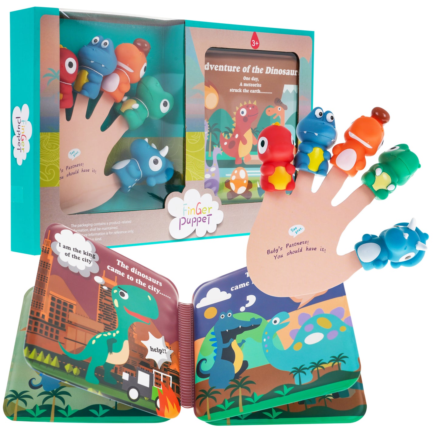 Set gumenih lutaka dinosaura knjižica