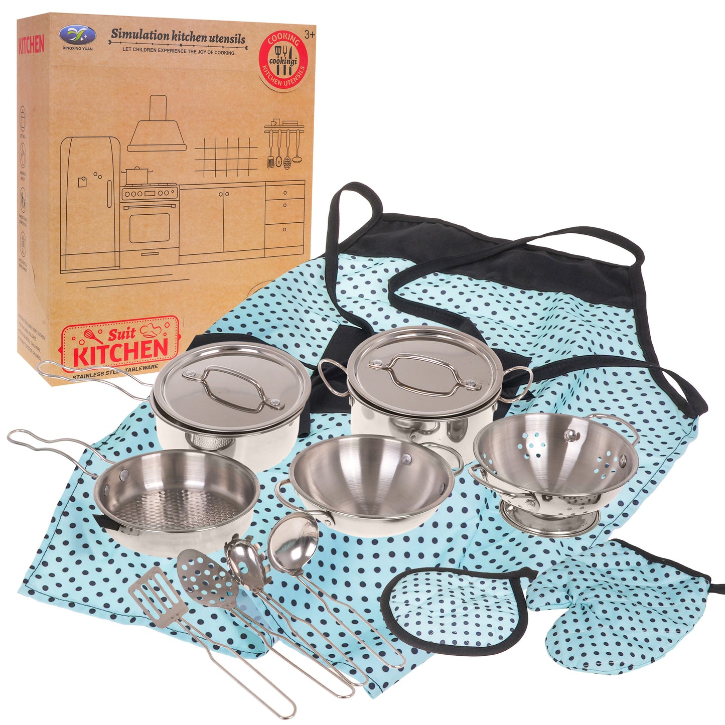 Set metalnih posuda + pribor 13kom