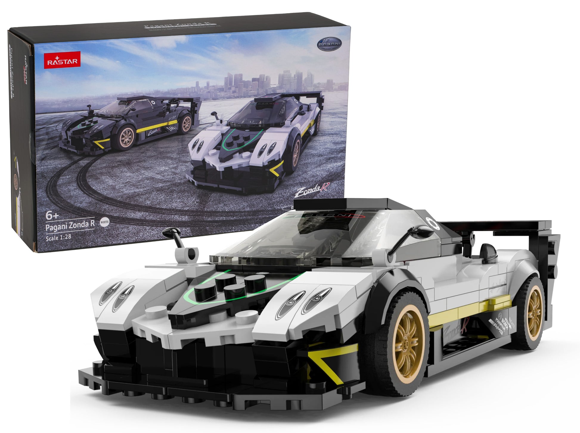 Auto 1:28 Pagani Zonda R Blocks RASTAR — Crna | Bijela