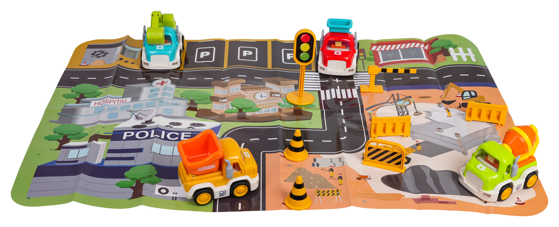 Građevinski set automobila s funkcijom zvuka i svjetla + dodaci